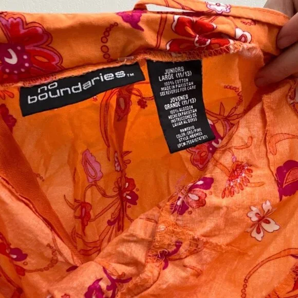 Vintage 90s/Y2K Orange Floral Babydoll Mini Dress - Picture 5 of 5